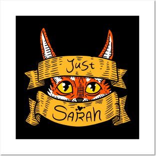 just sarah, curious fox illustration. personalized name gift. Posters and Art